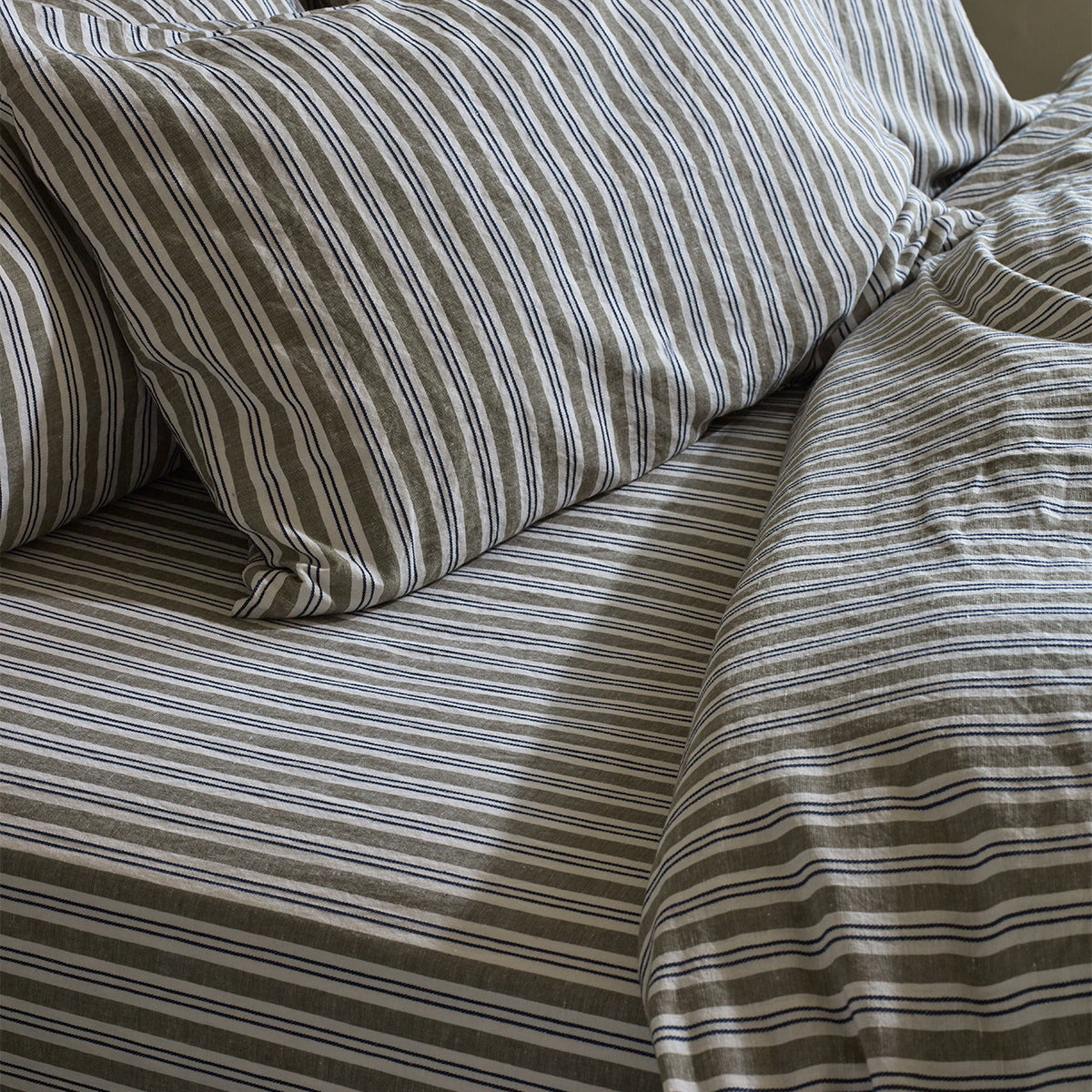 Thyme Somerley Stripe Linen Fitted Sheet