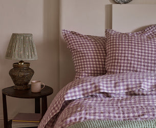 Elderberry Gingham Linen Blend Pillowcases (Pair)