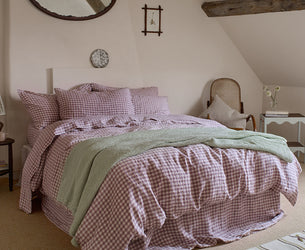 Elderberry Gingham Linen Blend Duvet Cover