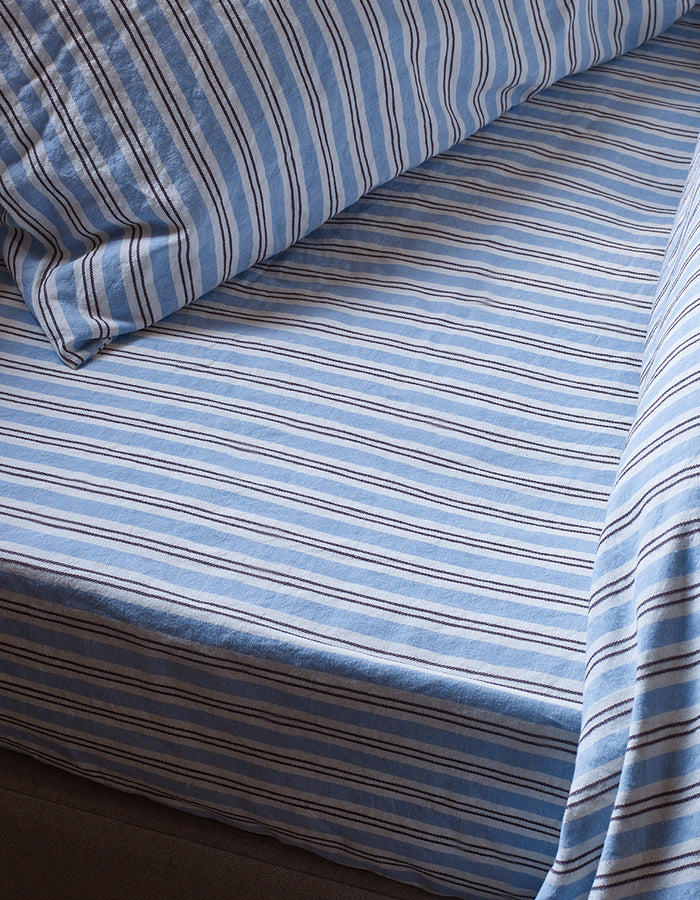 Bluebell Somerley Stripe Linen Fitted Sheet