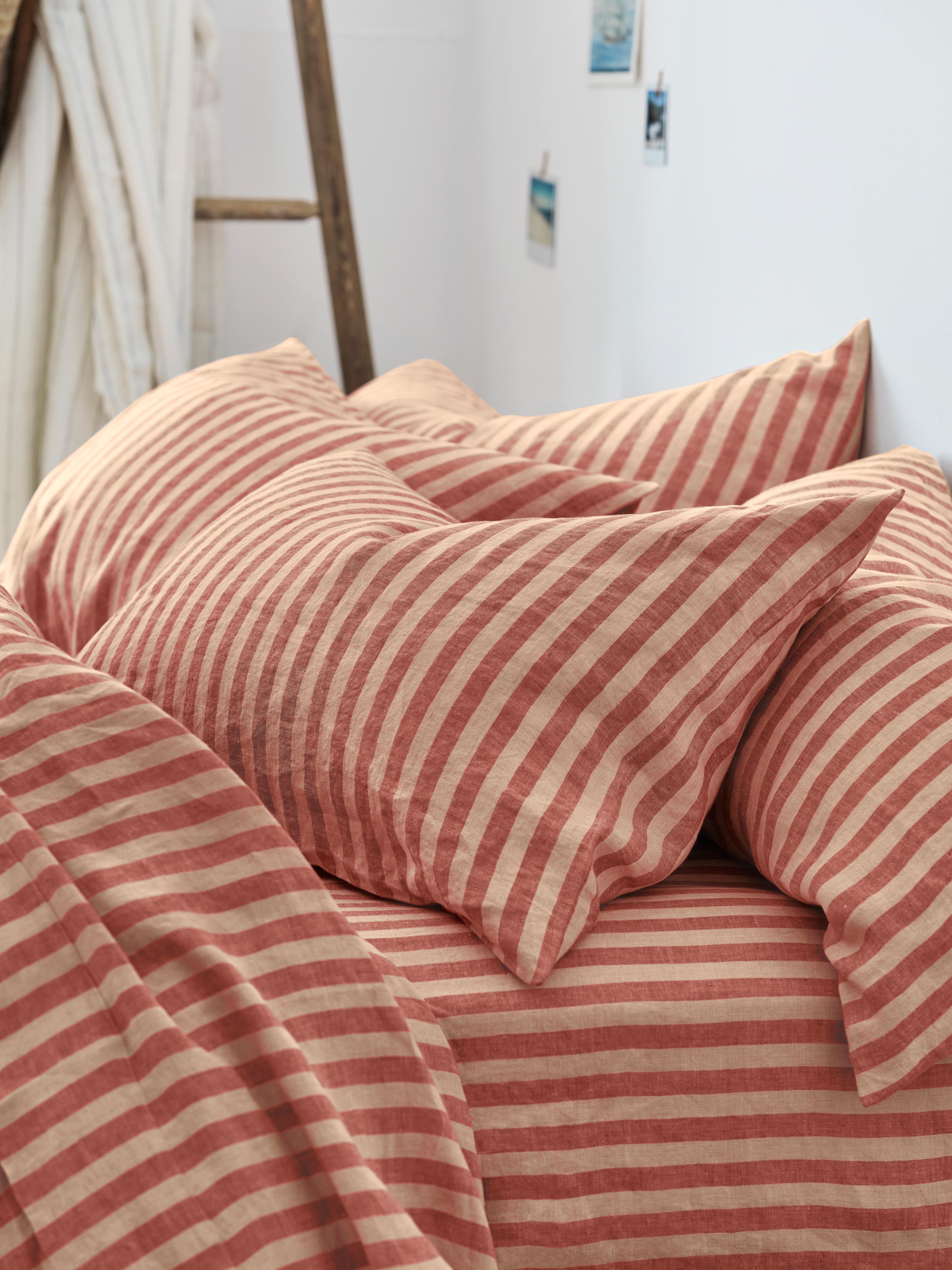 Sandstone Pembroke Stripe 100% Linen Pillowcases