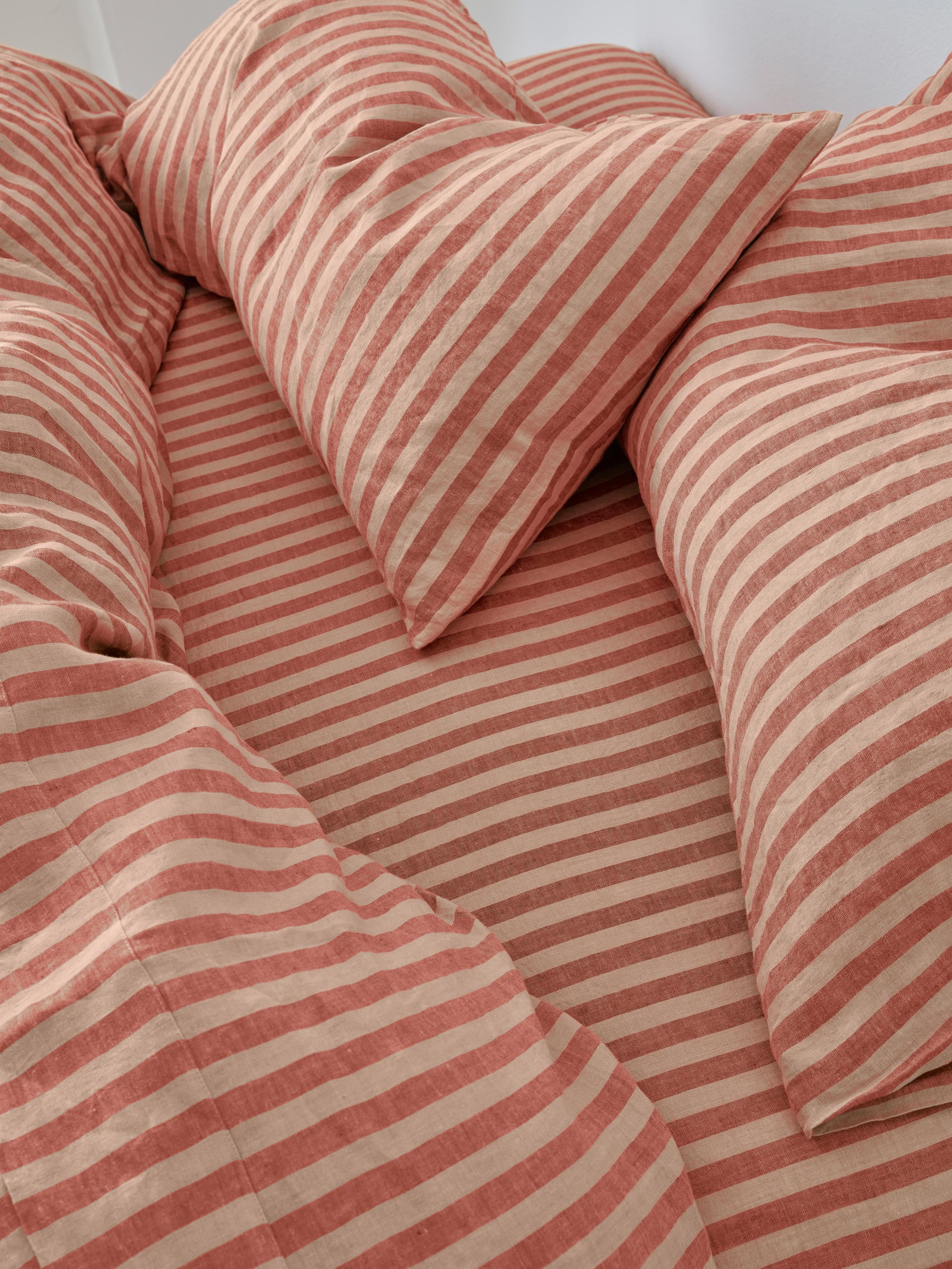 Sandstone Pembroke Stripe 100% Linen Fitted Sheet