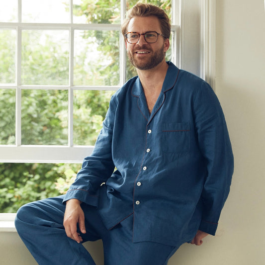 Men s linen pyjamas made from natural linen Piglet in Bed UK