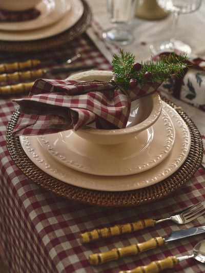 Rhubarb Gingham Linen Blend Napkins Set of 4
