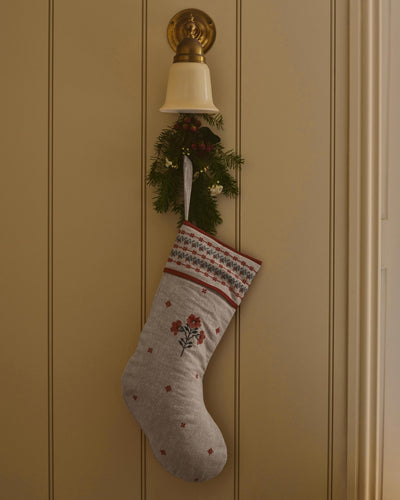Oatmeal Cross Stitch Tapestry Linen Blend Stocking - alternate image
