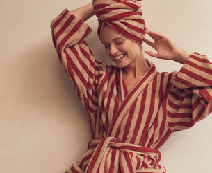 Sandstone Red Pembroke Stripe Cotton Hair Wrap