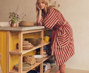 Sandstone Red Pembroke Stripe Cotton Robe