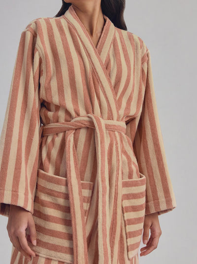 Sand Shell Pembroke Stripe Cotton Robe