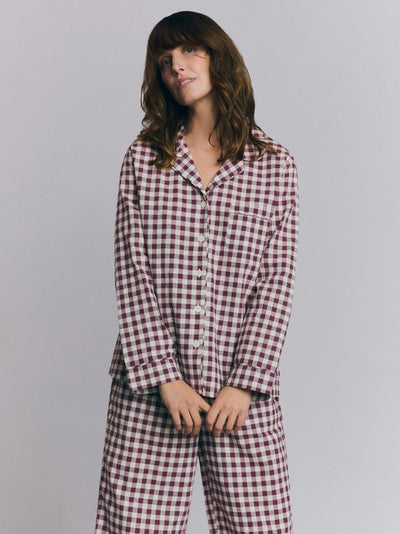 Pyjama-Set aus Leinenmix mit Beeren-Ginghammuster - alternate image