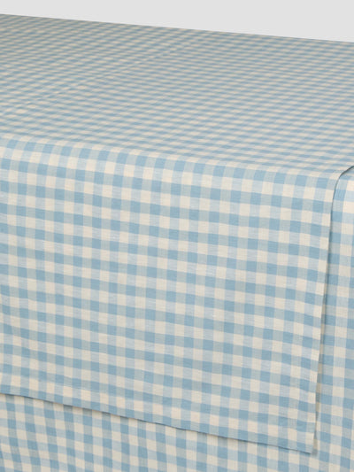 Warm Blue Gingham Linen Blend Runner - alternate image
