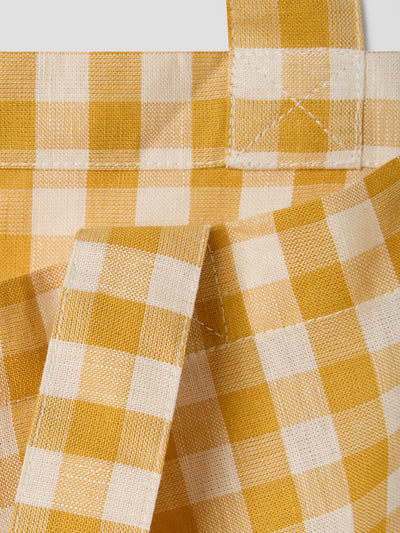Honey Gingham Linen Blend Tote Bag