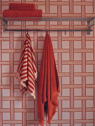 Sandstone Red Fringe Edge Cotton Towels - alternate image