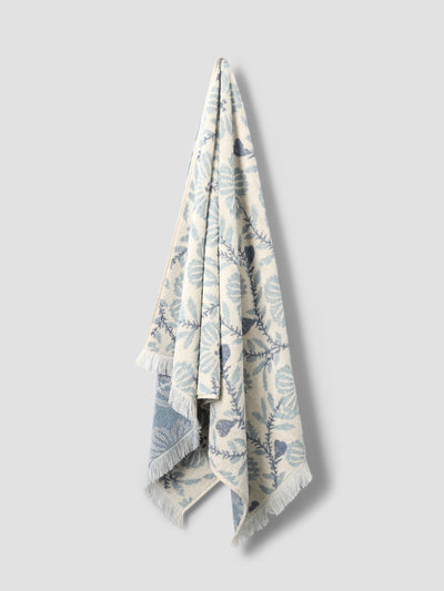 Dusk Blue Folk Floral Cotton Towels - alternate image