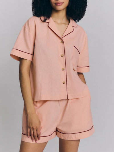 Rose Linen Blend Pyjama Short Set