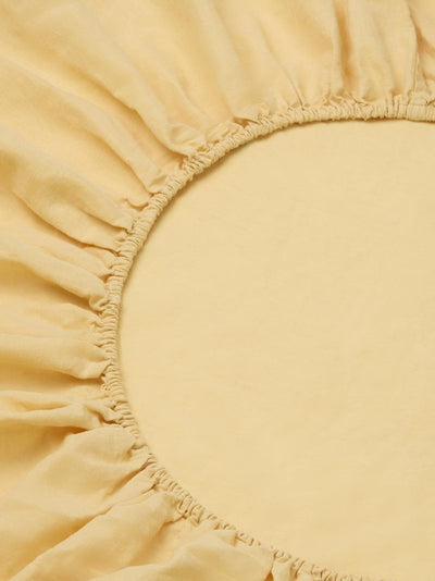 Butter Yellow Linen Blend Fitted Sheet - alternate image