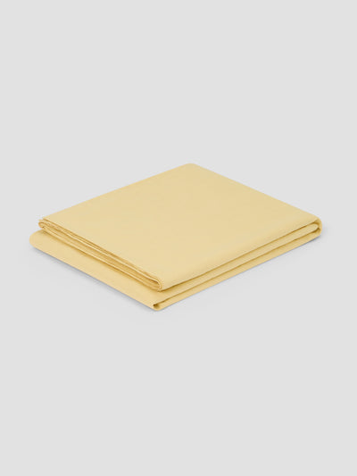 Drap plat en mélange lin et coton, couleur jaune beurre