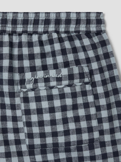 Men’s Navy & Sky Blue Gingham Linen Blend Trousers