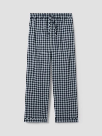 Men’s Navy & Sky Blue Gingham Linen Blend Trousers