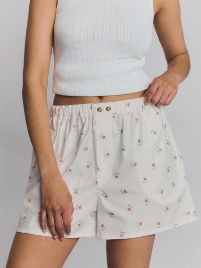 Pearl Posy Bud Cotton Boxer Shorts