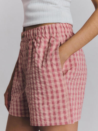 Dusty Pink & Rose Gingham Cotton Boxer Shorts