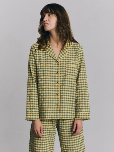 Elm Green & Butter Yellow Gingham Cotton Trouser Set