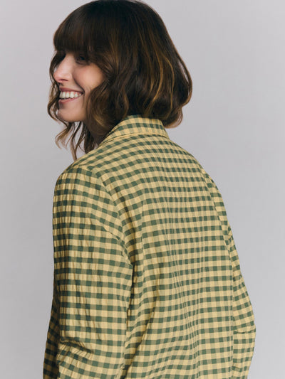 Elm Green & Butter Yellow Gingham Cotton Trouser Set