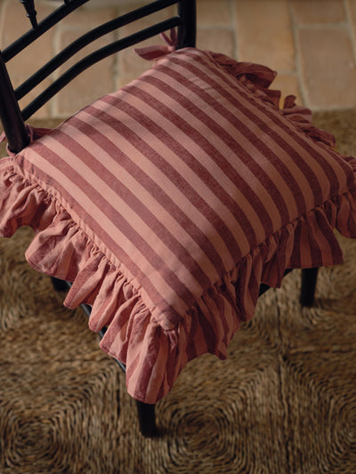 Rhubarb & Rose Linen Blend Frill Seat Pad