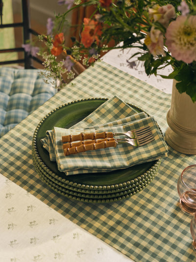 Mellow Green Martha Floral Frill Linen Blend Tablecloth - alternate image