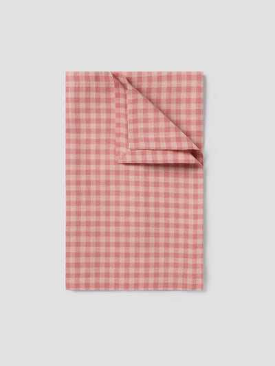 Folded Dusty Pink & Rose Gingham Linen Blend Table Runner