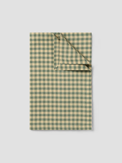 Elm Green & Butter Yellow Gingham Linen Blend Table Runner