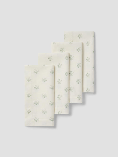 Mellow Green Martha Floral Linen Blend Napkins Set of 4