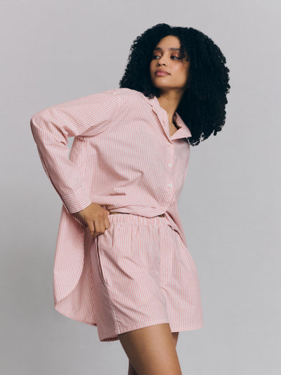 Dusty Pink Boyfriend Stripe Shorts Set - alternate image