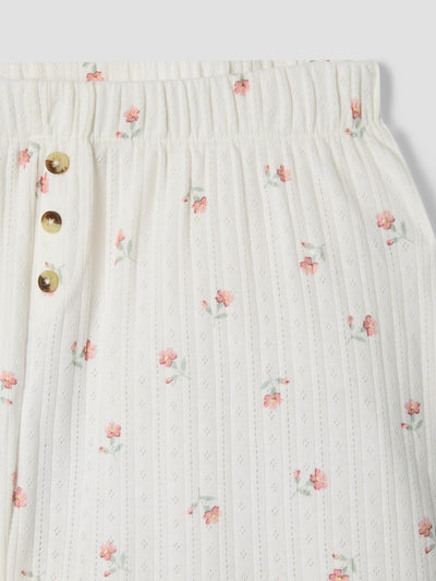Posy Bud Pointelle Shorts button detail