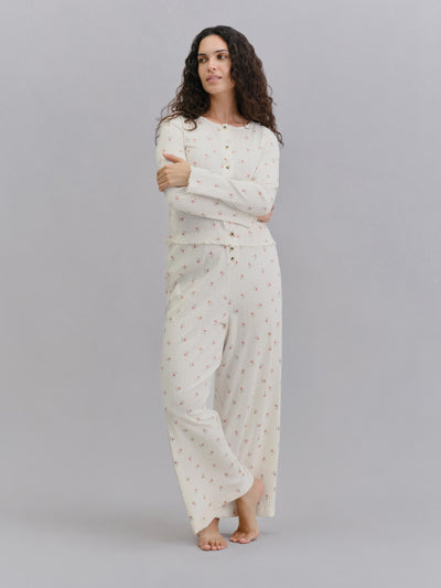 Model wearing Posy Bud Pointelle Trousers