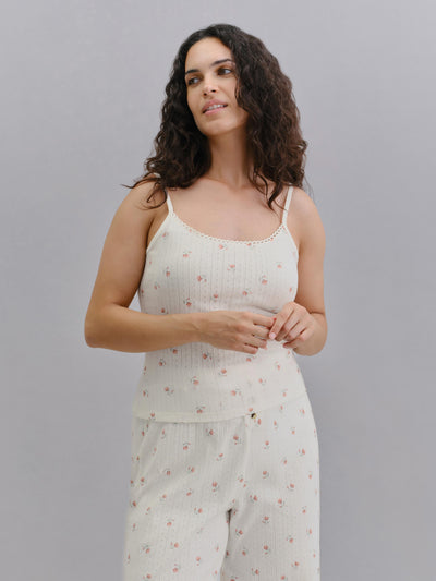 Model wearing Posy Bud Pointelle Cami Vest