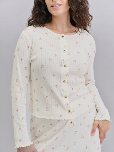 Posy Bud Pointelle Cardigan - alternate image