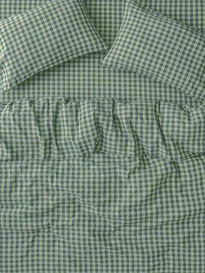 Pine Green Pembroke Gingham Linen Blend Duvet Cover