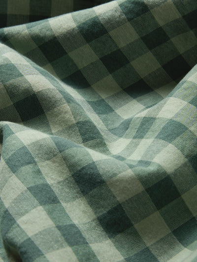 Pine Green Pembroke Gingham Linen Blend Fabric Swatch