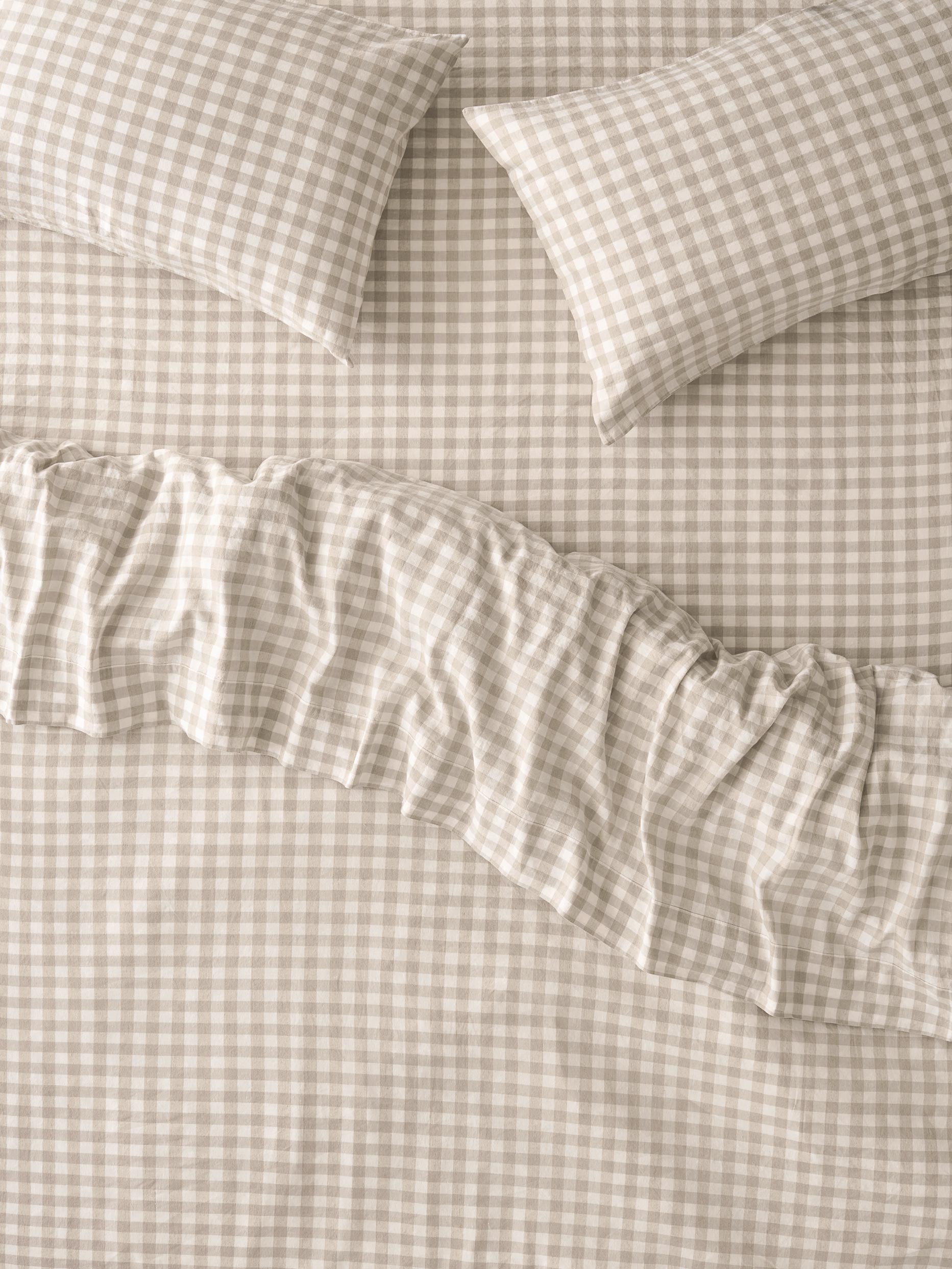 Oatmeal Pembroke Gingham Linen Blend Duvet Cover