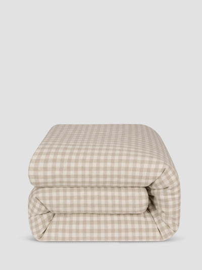 Oatmeal Pembroke Gingham Linen Blend Duvet Cover