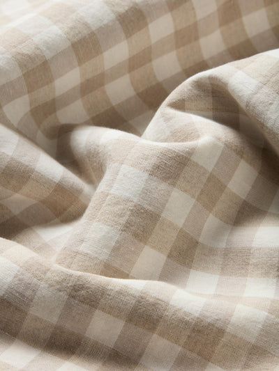 Oatmeal Pembroke Gingham Linen Blend detail