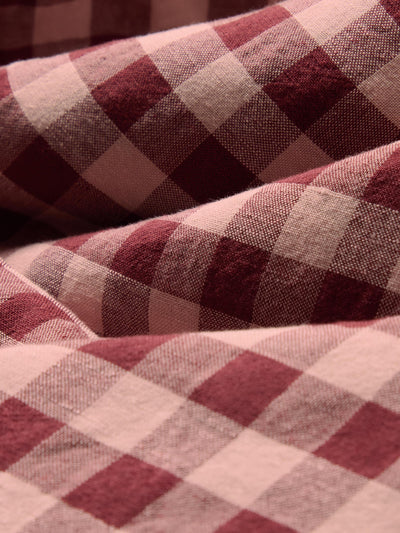 Rhubarb & Rose Pembroke Gingham Linen Blend detail