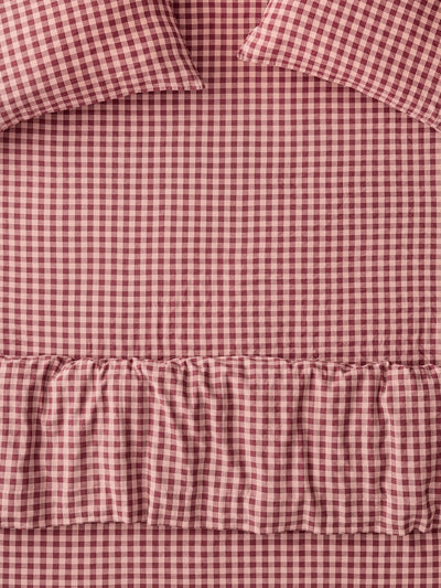 Rhubarb & Rose Pembroke Gingham Linen Blend Fitted Sheet