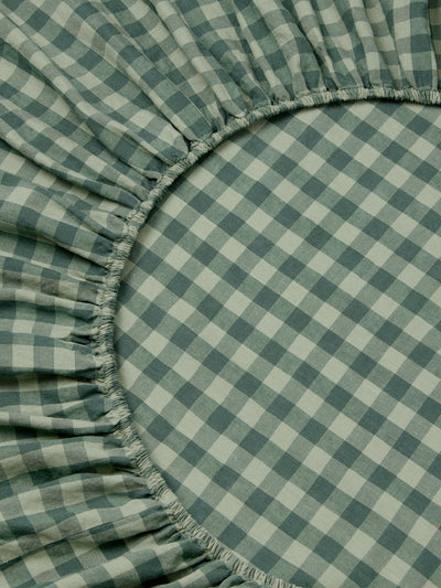Pine Green Pembroke Gingham Linen Blend Fitted Sheet - alternate image