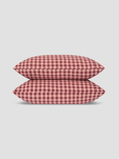 Rhubarb & Rose Pembroke Gingham Linen Blend Pillowcases (Pair)