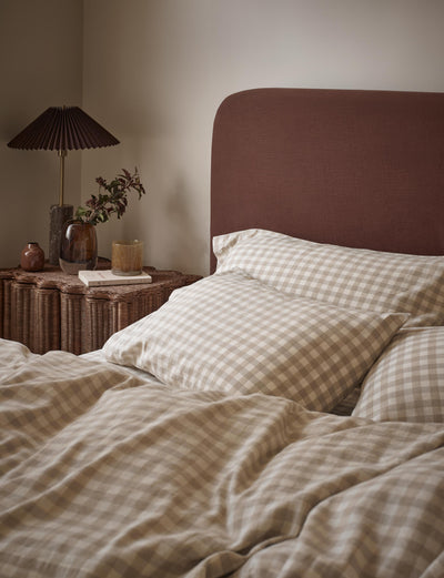 Oatmeal Pembroke Gingham Linen Blend Pillowcases (Pair) - alternate image