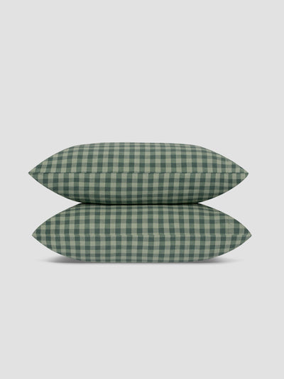 Pine Green Pembroke Gingham Linen Blend Pillowcases (Pair)