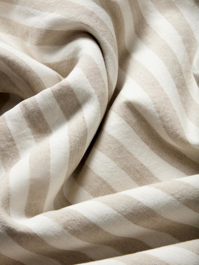 Oatmeal Pembroke Stripe Linen Blend Fabric Swatch
