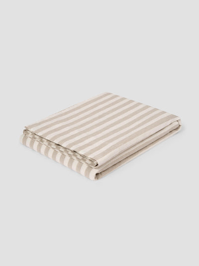 Oatmeal Pembroke Stripe Linen Blend Flat Sheet