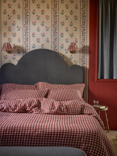 Rhubarb Heritage Gingham 100% Linen Duvet Cover - alternate image
